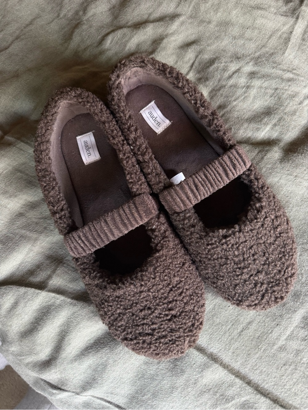 Auden Chocolate Brown Sherpa Mary Jane Slippers